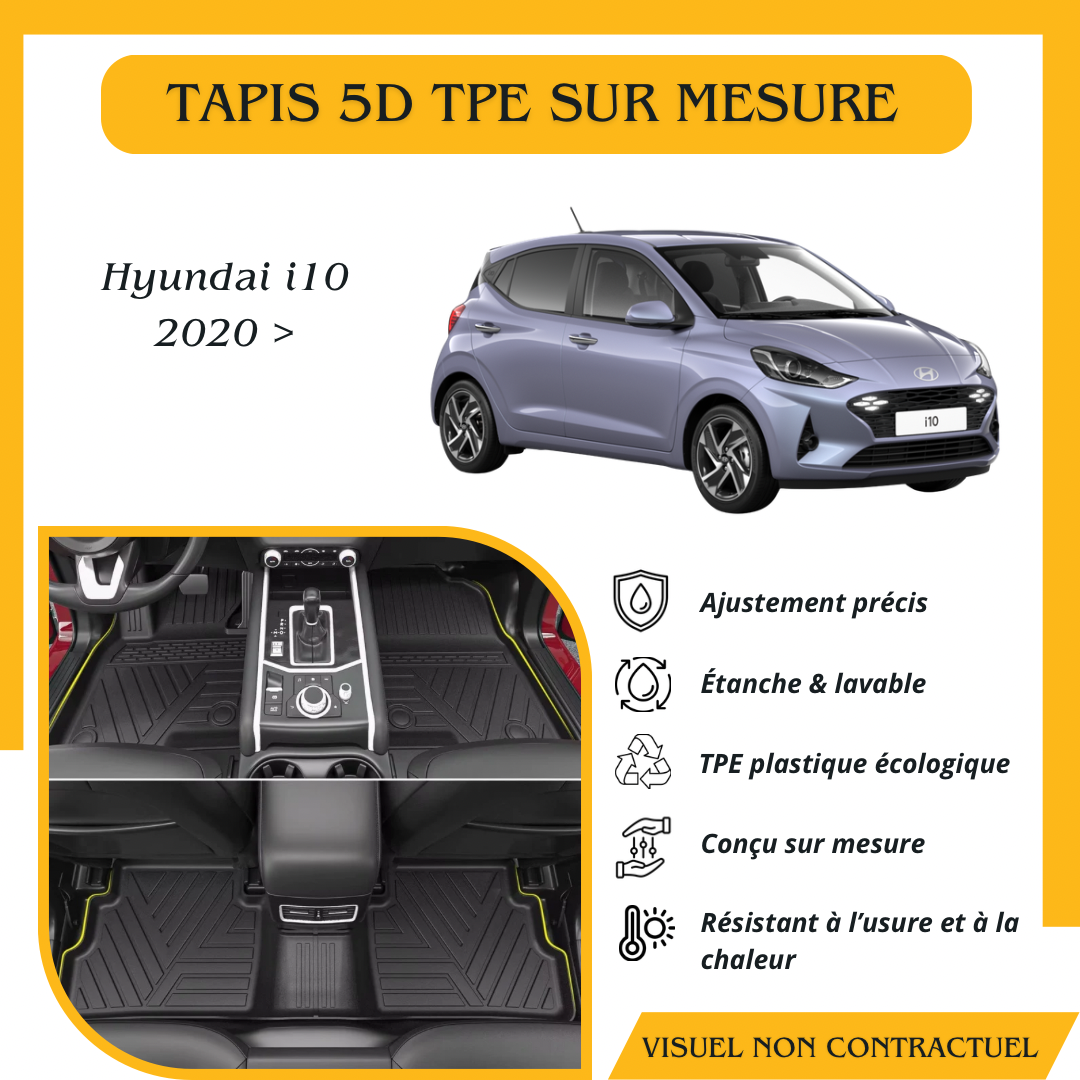 Tapis sur mesure 5D TPE Hyundai I10 2020 >