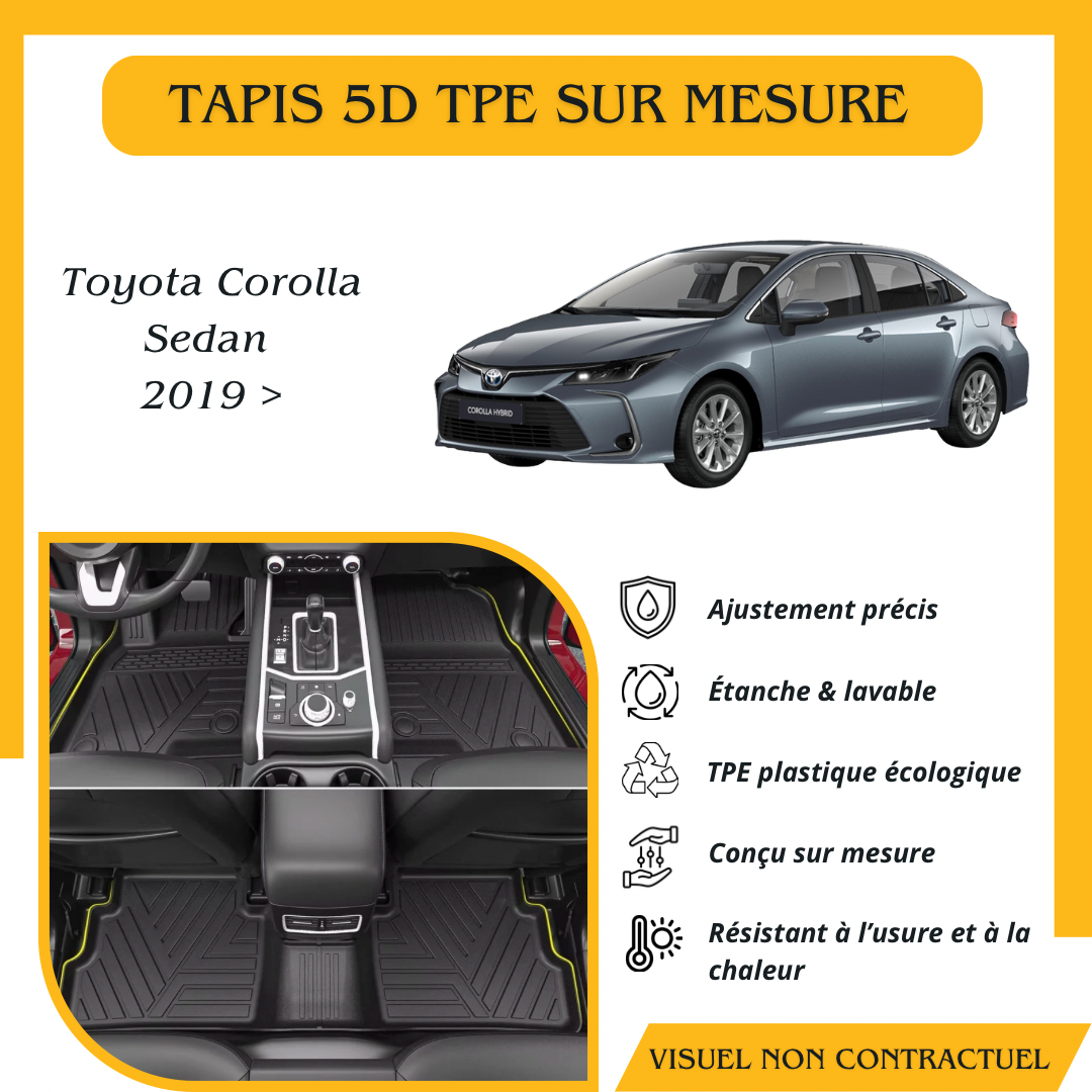 Tapis sur mesure 5D TPE Toyota Corolla 2019 >