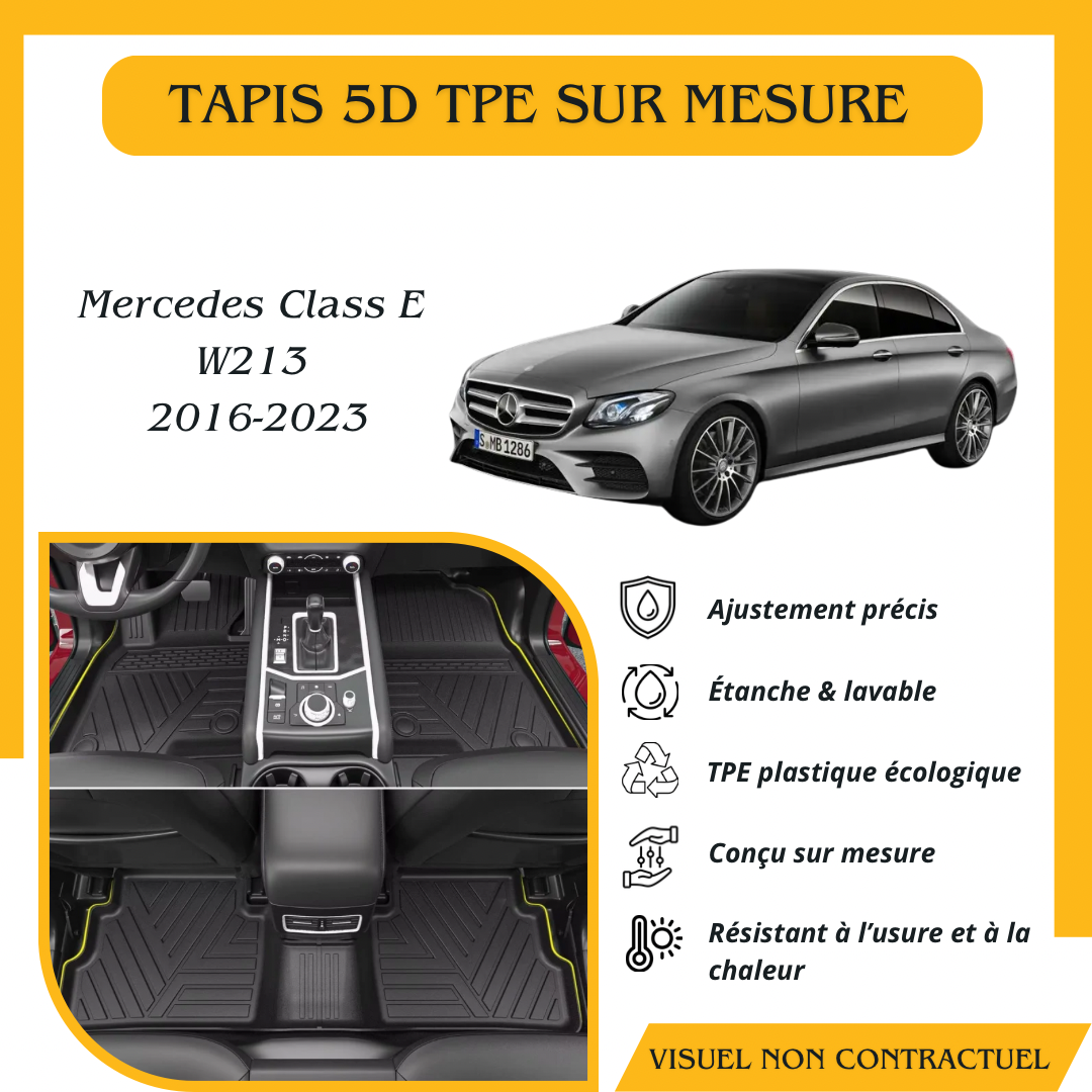Tapis sur mesure 5D TPE Mercedes Class E W213 2016-2023