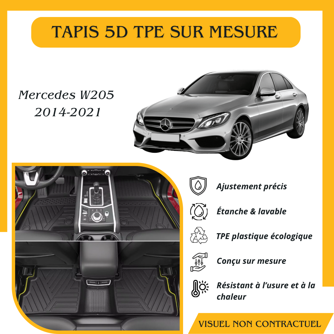 Tapis sur mesure 5D TPE Mercedes W205 2014-2021
