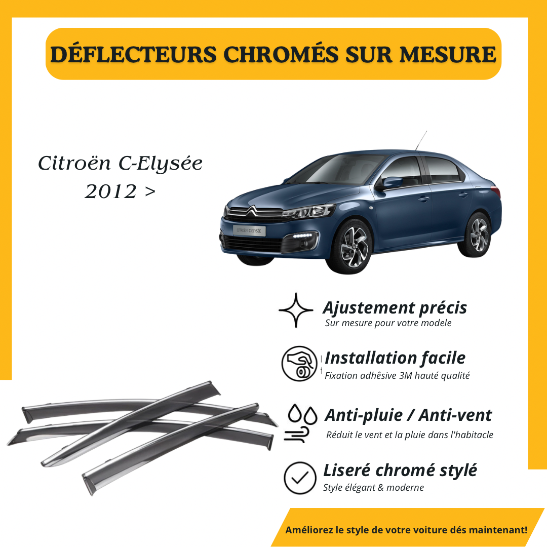 Déflecteur d’air noir et chromé Citroën C- Elysée 2012 >