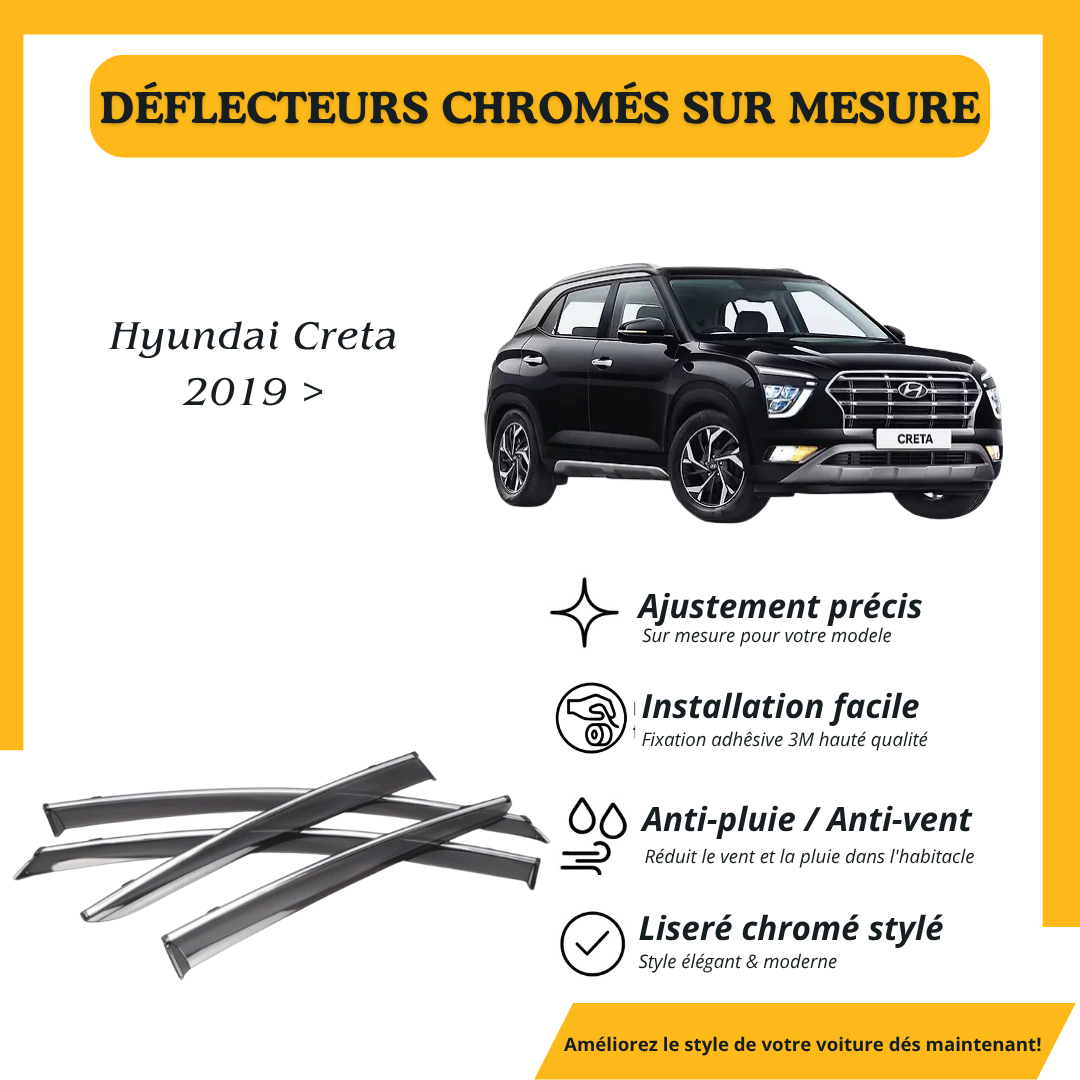Déflecteur d’air noir et chromé Hyundai Creta 2019 >