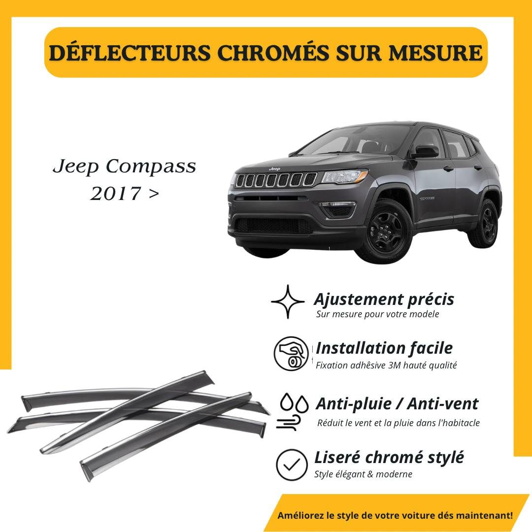 Déflecteur d’air noir et chromé Jeep compass 2017 >