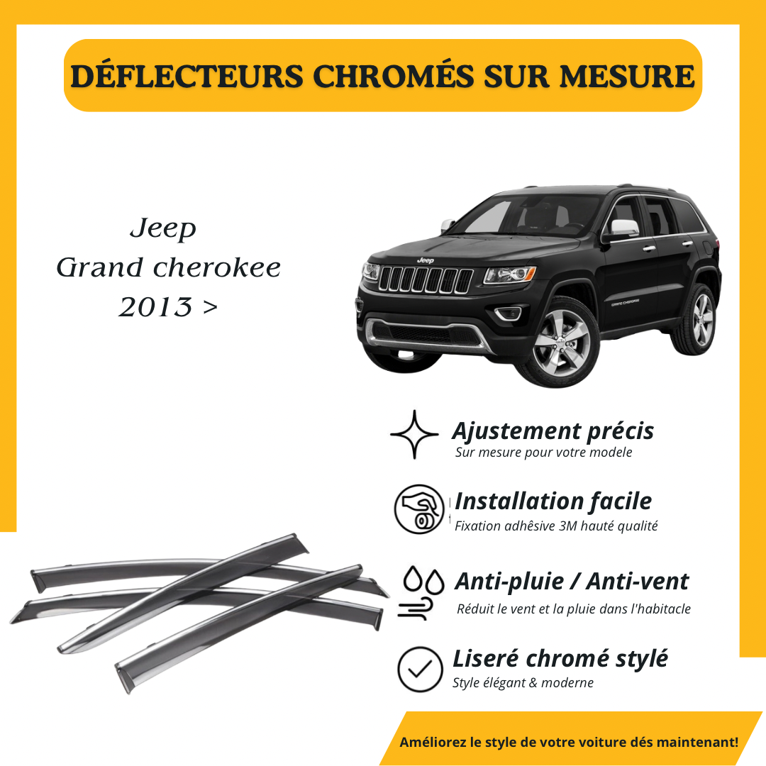Déflecteur d’air noir et chromé Jeep cherokee 2013 >
