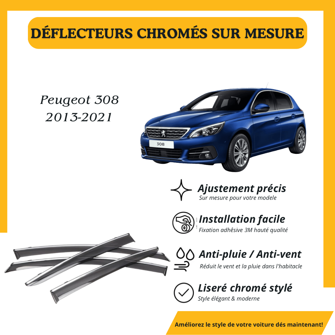 Déflecteur d’air noir et chromé Peugeot 308 2013-2021