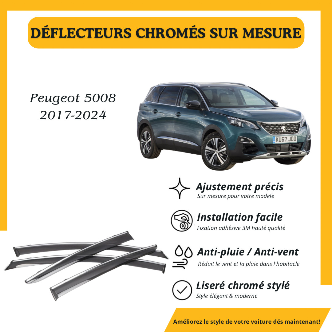 Déflecteur d’air noir et chromé Peugeot 5008 2017-2024