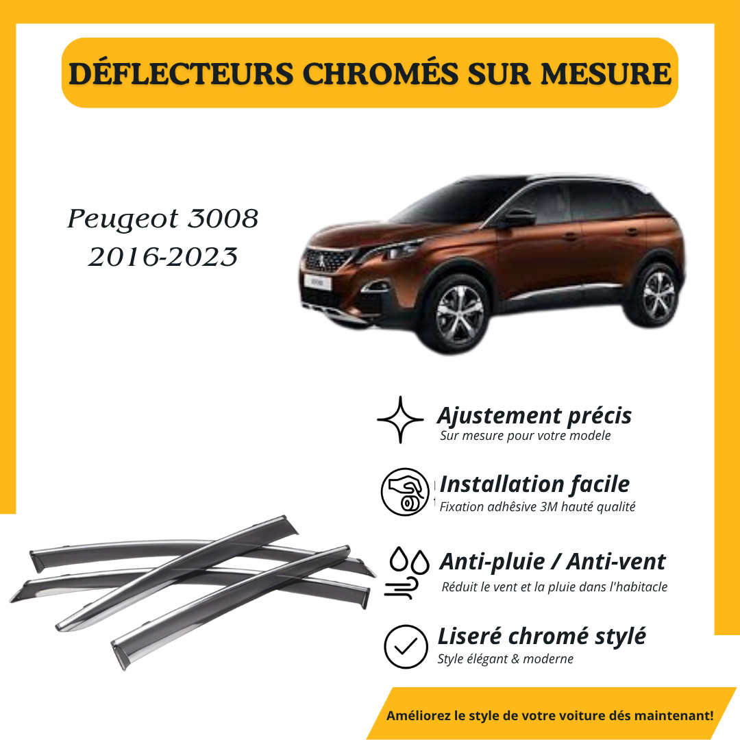 Déflecteur d’air noir et chromé Peugeot 3008 2016-2023