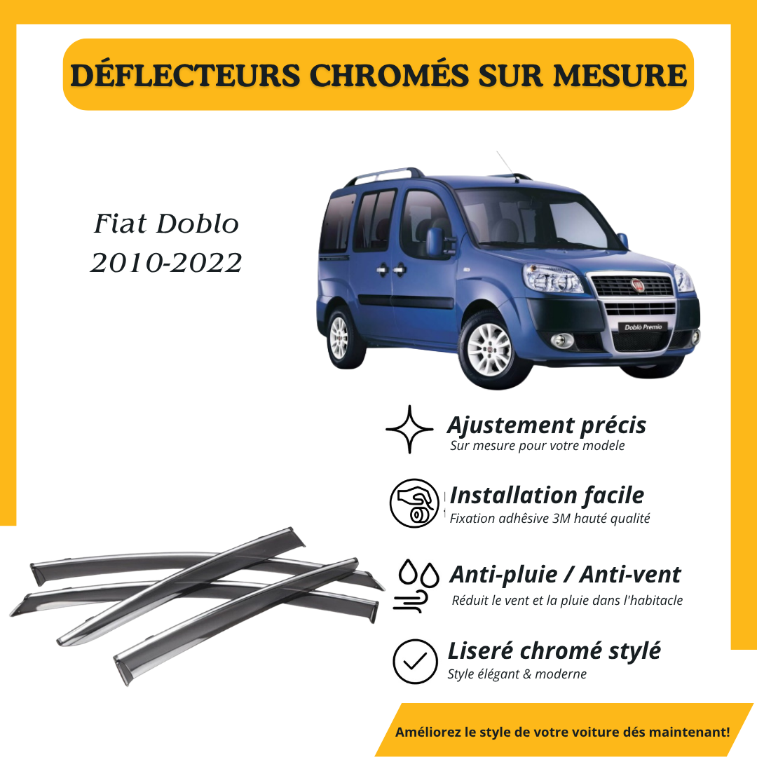Déflecteur d’air noir et chromé Fiat Doblo 2010-2022