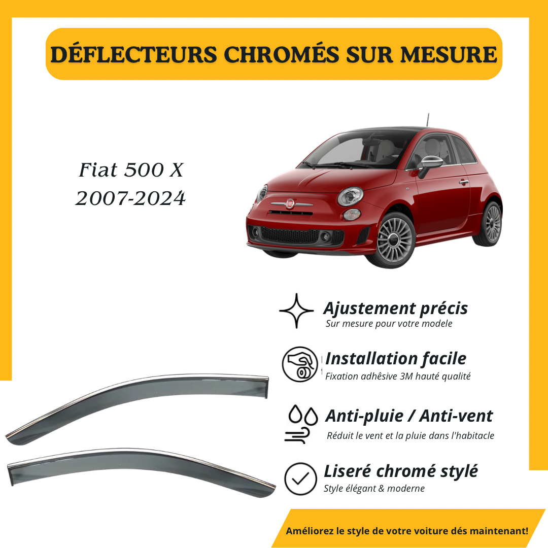 Déflecteur d’air noir et chromé Fiat 500 2007-2024