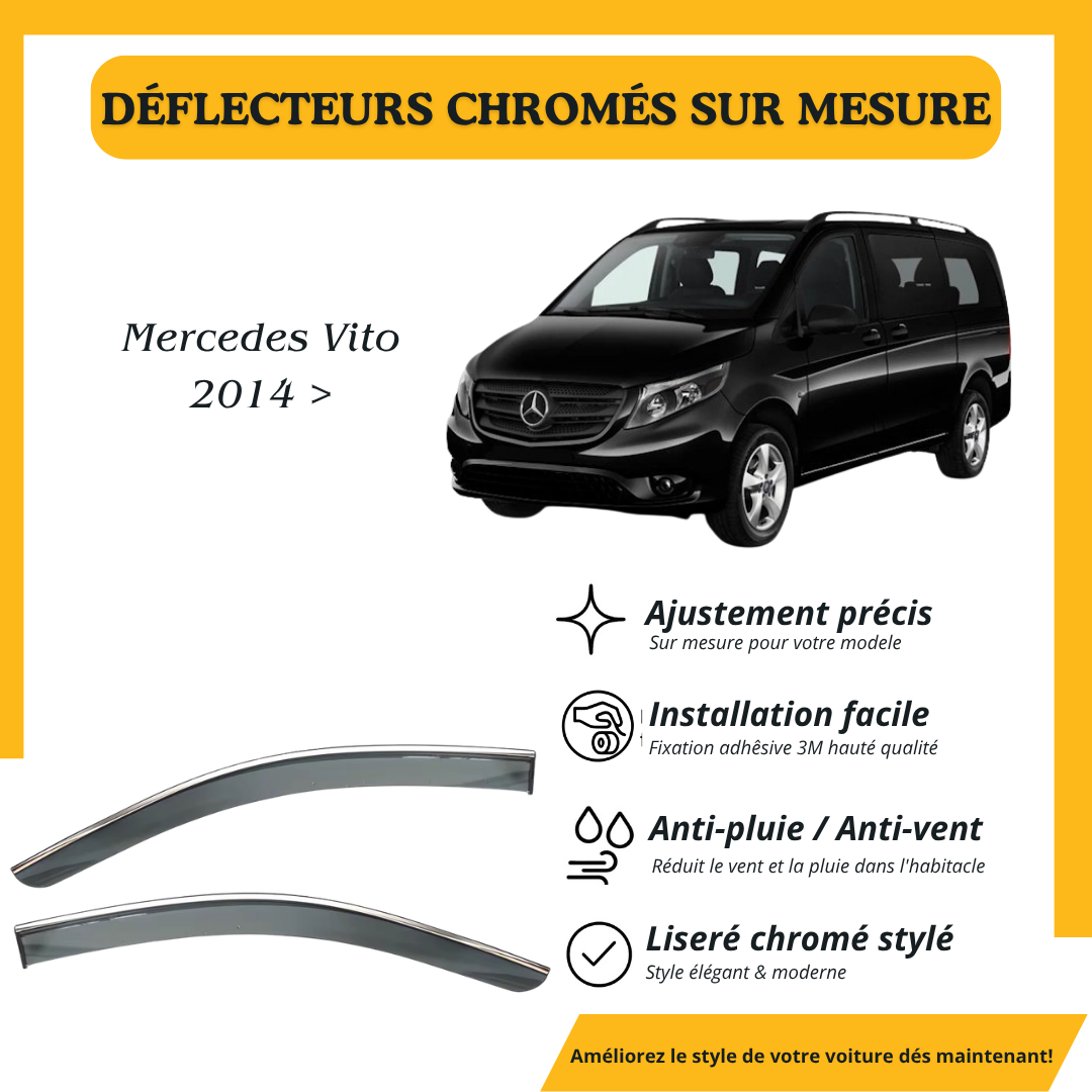 Déflecteur d’air noir et chromé Mercedes Benz Vito 2014>