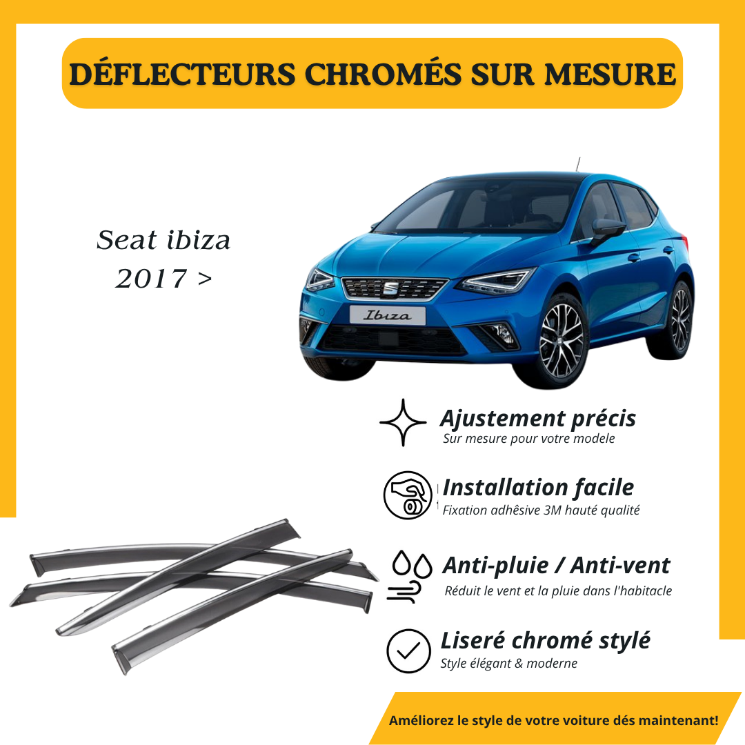 Déflecteur d’air noir et chromé Seat Ibiza 2017 >