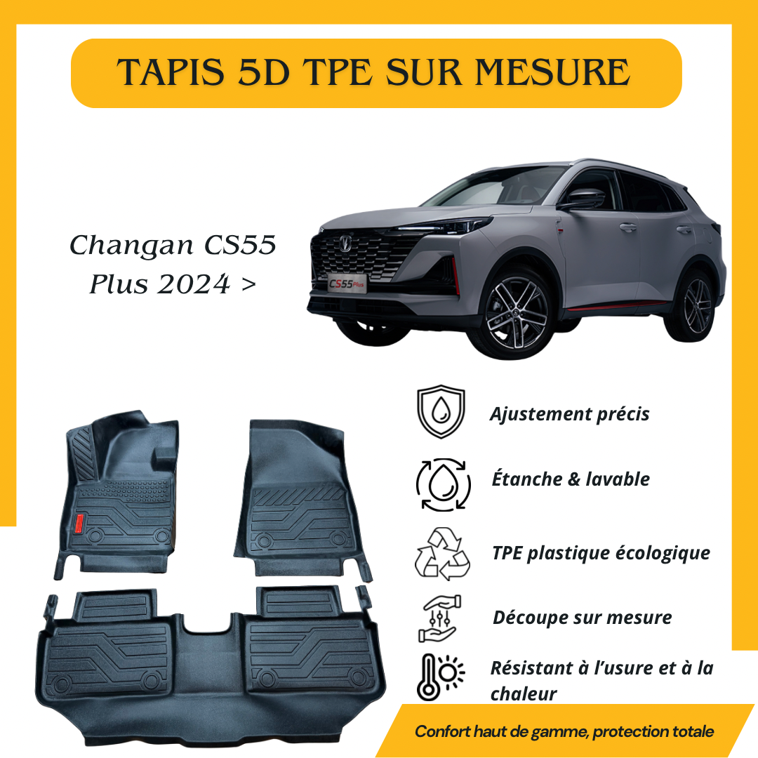 Tapis sur mesure 5D TPE Changan CS55 Plus 2024 >