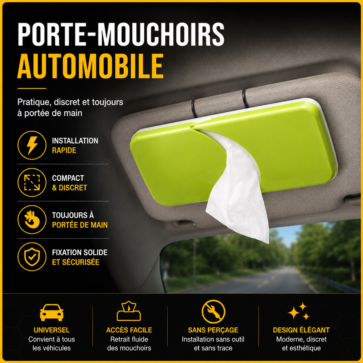 Porte Mouchoirs Voiture – Distributeur de Papier à Fixer sur Pare-Soleil