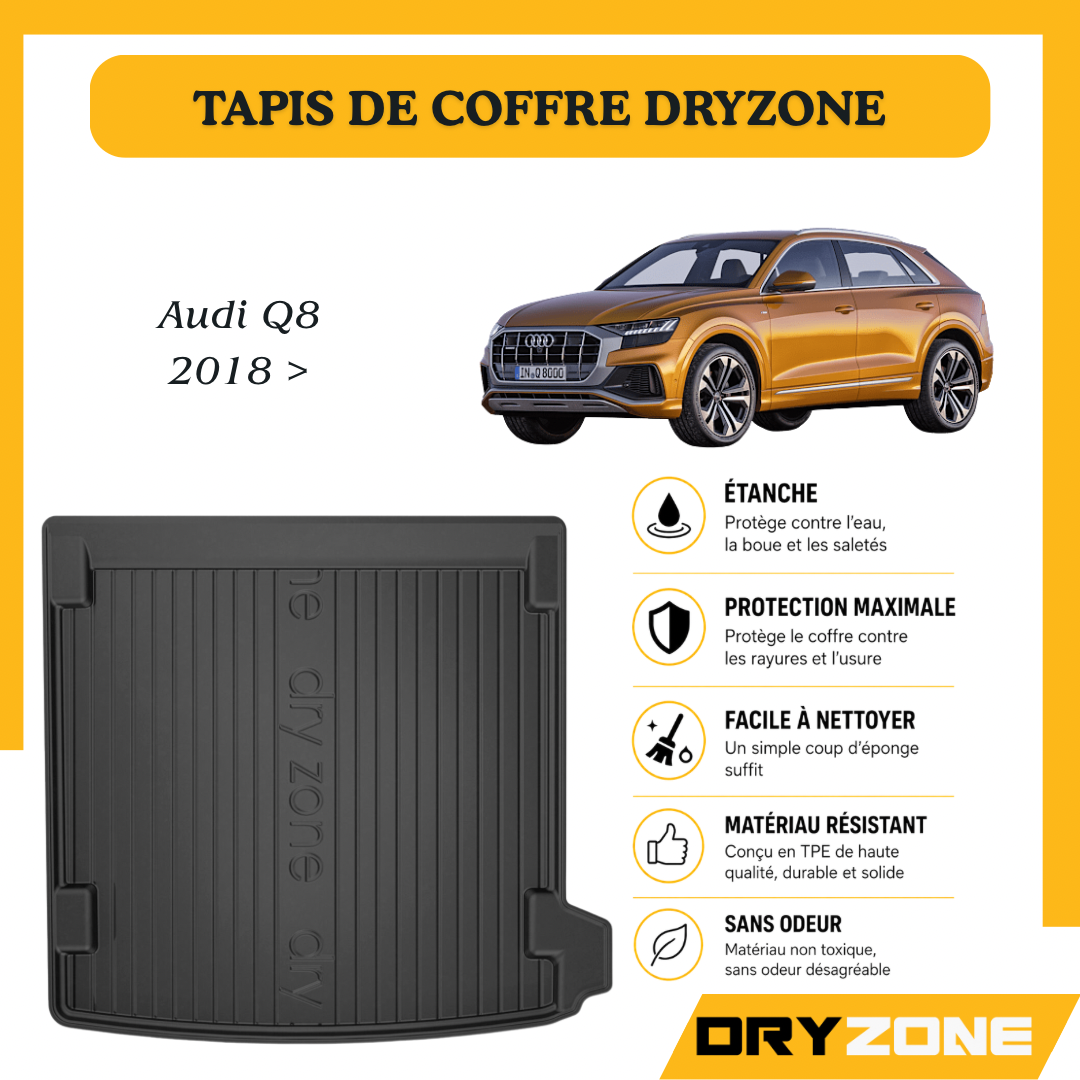 Tapis de Coffre Dryzone sur Mesure – Audi Q8 2018 >
