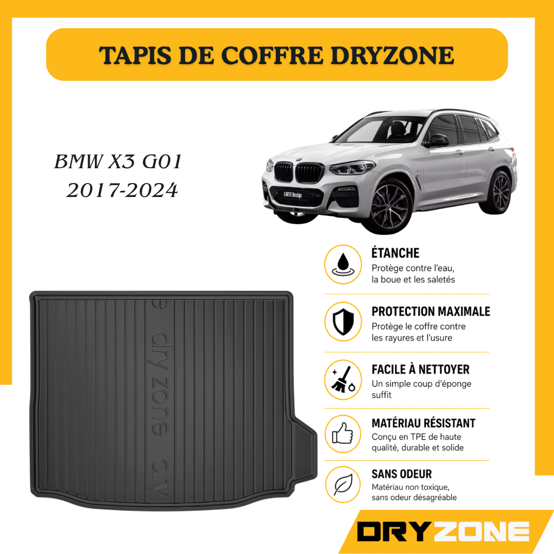 Tapis de Coffre Dryzone sur Mesure – BMW X3 G01 2017-2024