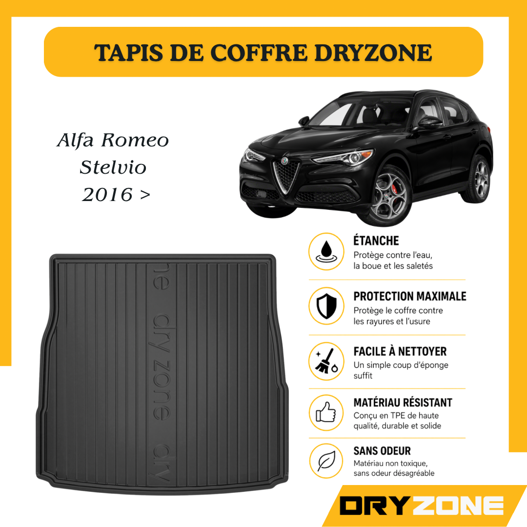 Tapis de Coffre Dryzone sur Mesure – Alfa Romeo Stelvio 2016 >
