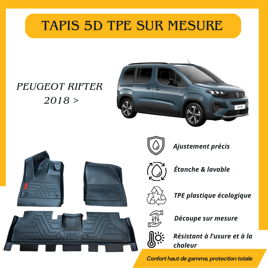 Tapis sur mesure 5D TPE Peugeot Partner Rifter 2018>