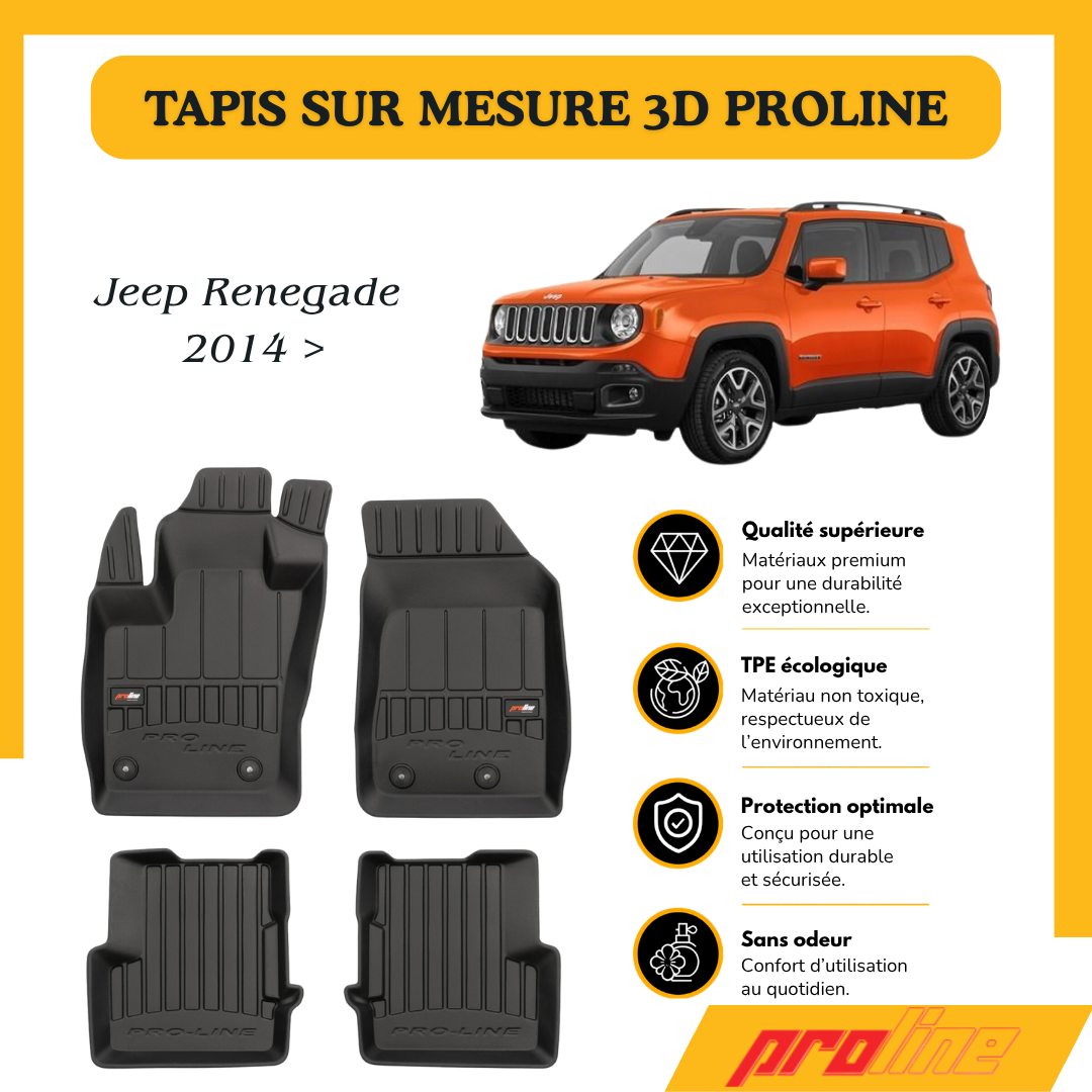 Tapis de sol PROLINE Jeep Renegade 2014 >