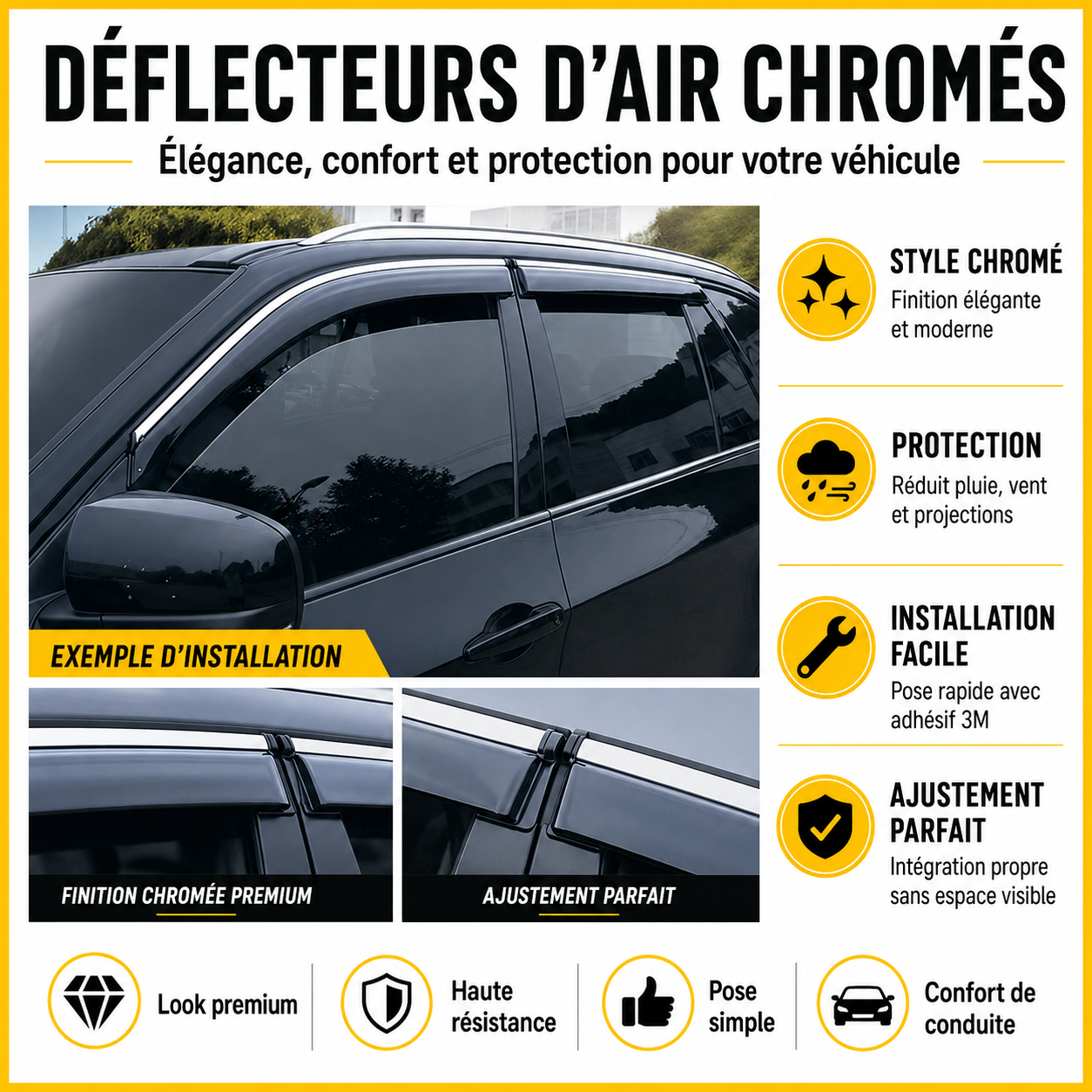 Déflecteur d’air noir et chromé Opel Astra K 2016-2021