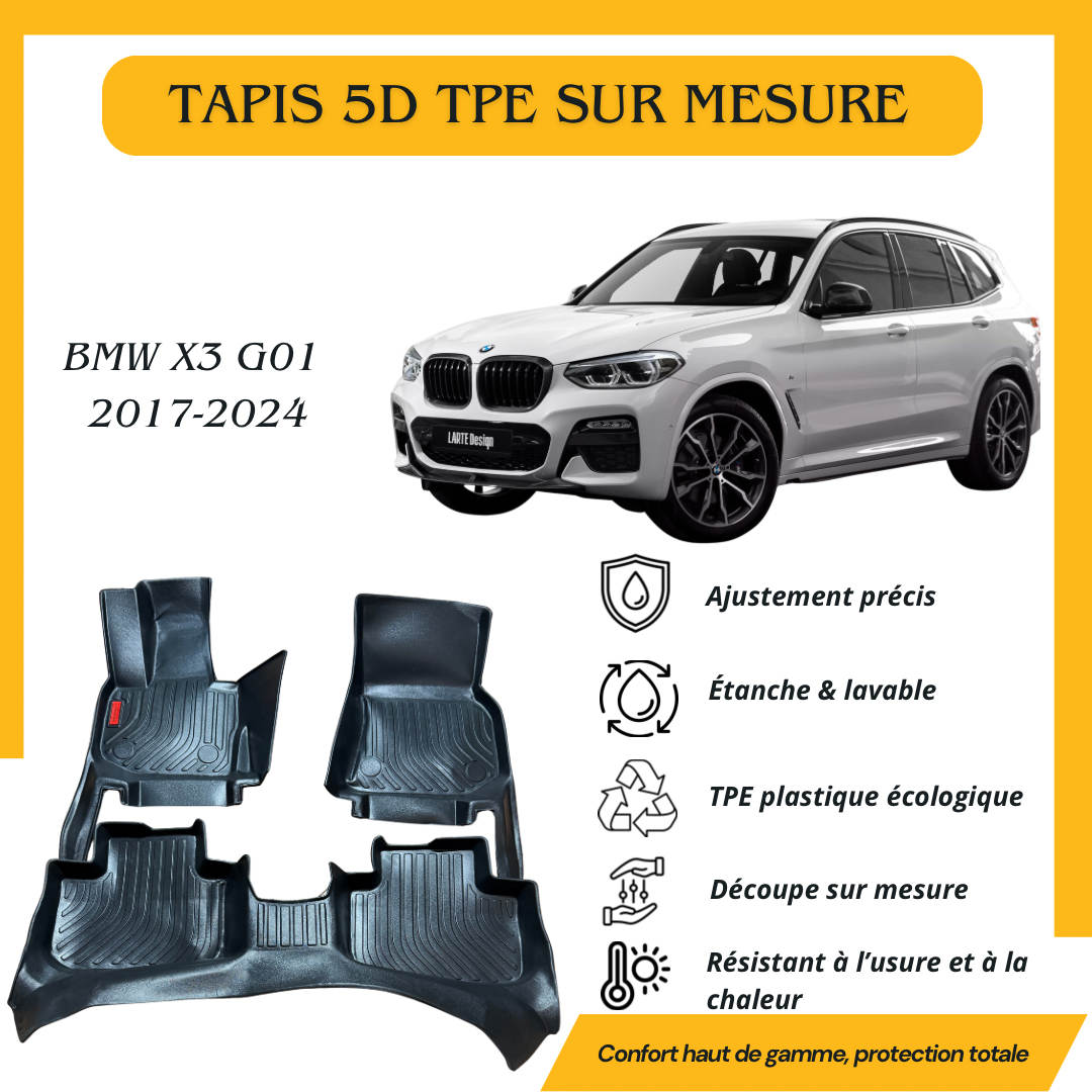 Tapis sur mesure 5D TPE BMW X3 G01 2017-2024