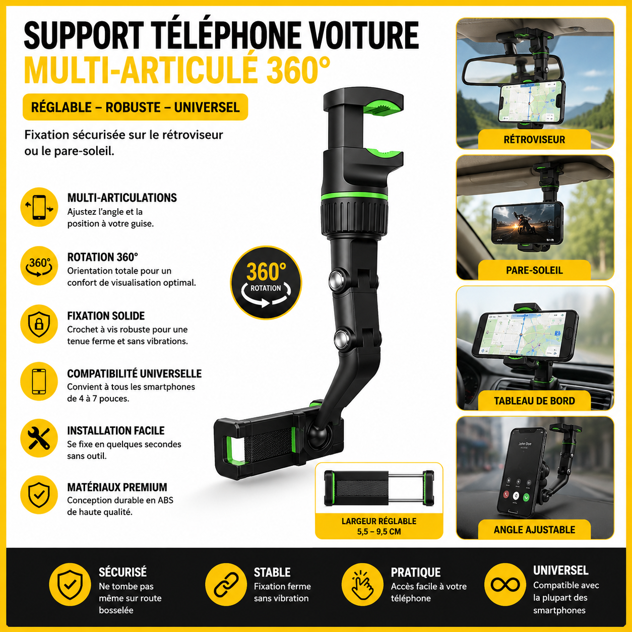 Support Téléphone 360° Multifonction