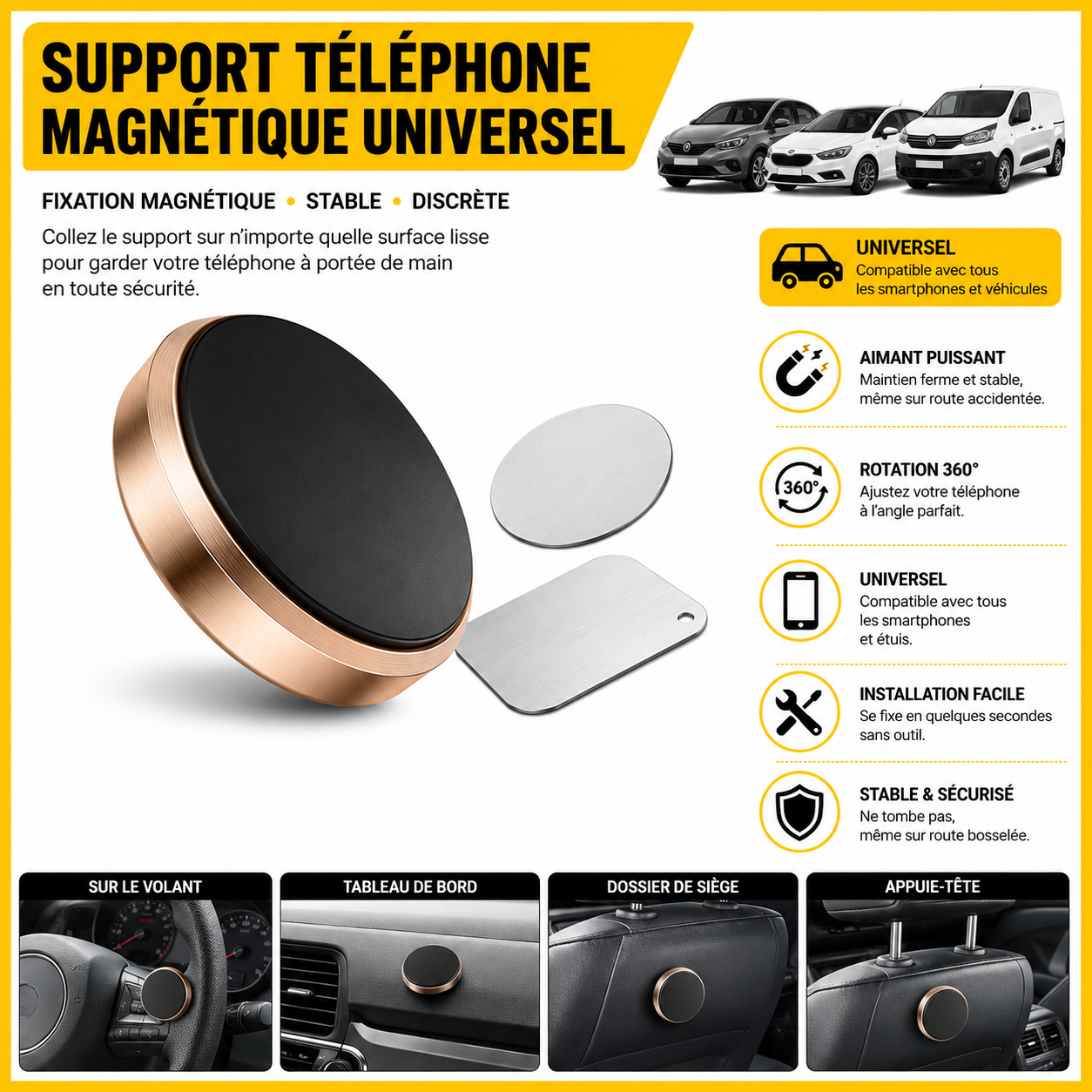 Support magnétique pour téléphone portable universelle