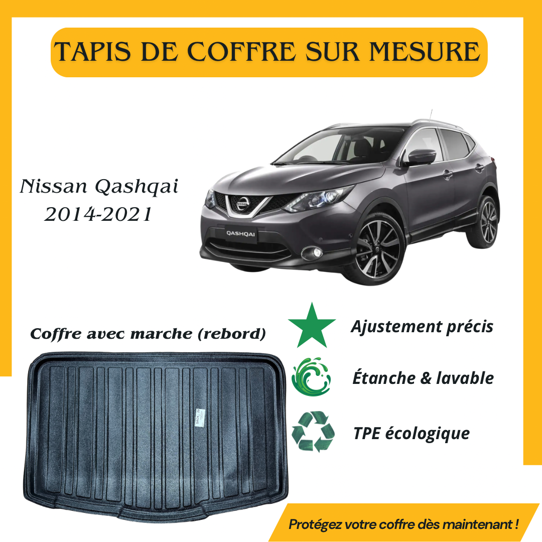 Tapis de coffre 4D Nissan Qashqai 2014-2021 (Avec rebord)
