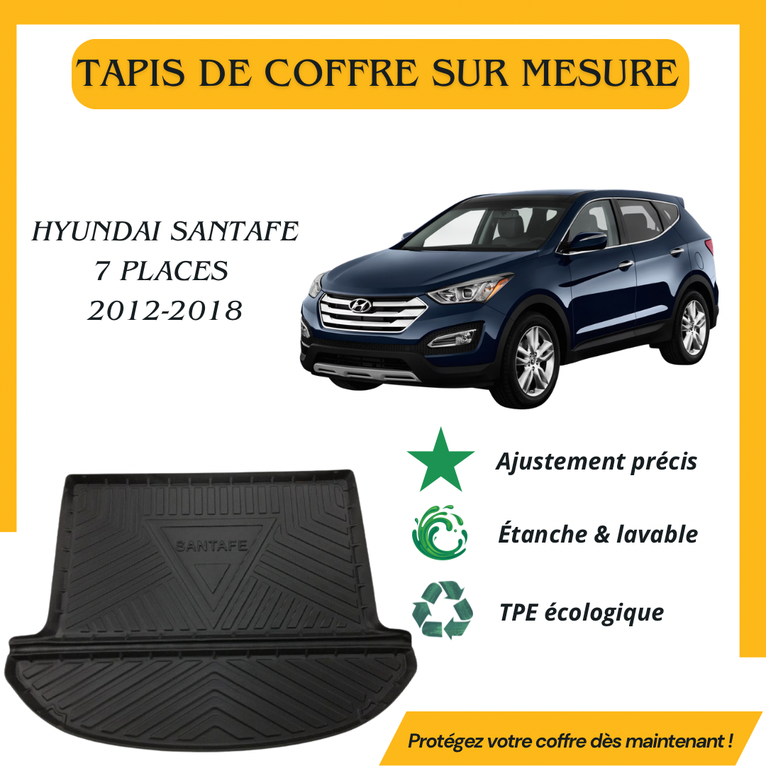 Tapis de coffre 4D HYUNDAI SANTAFE 7 PLACES 2012-2018