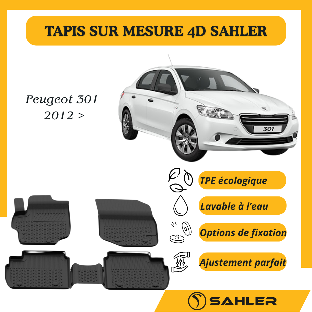 Tapis Sur Mesure 4D Peugeot 301 2012 >