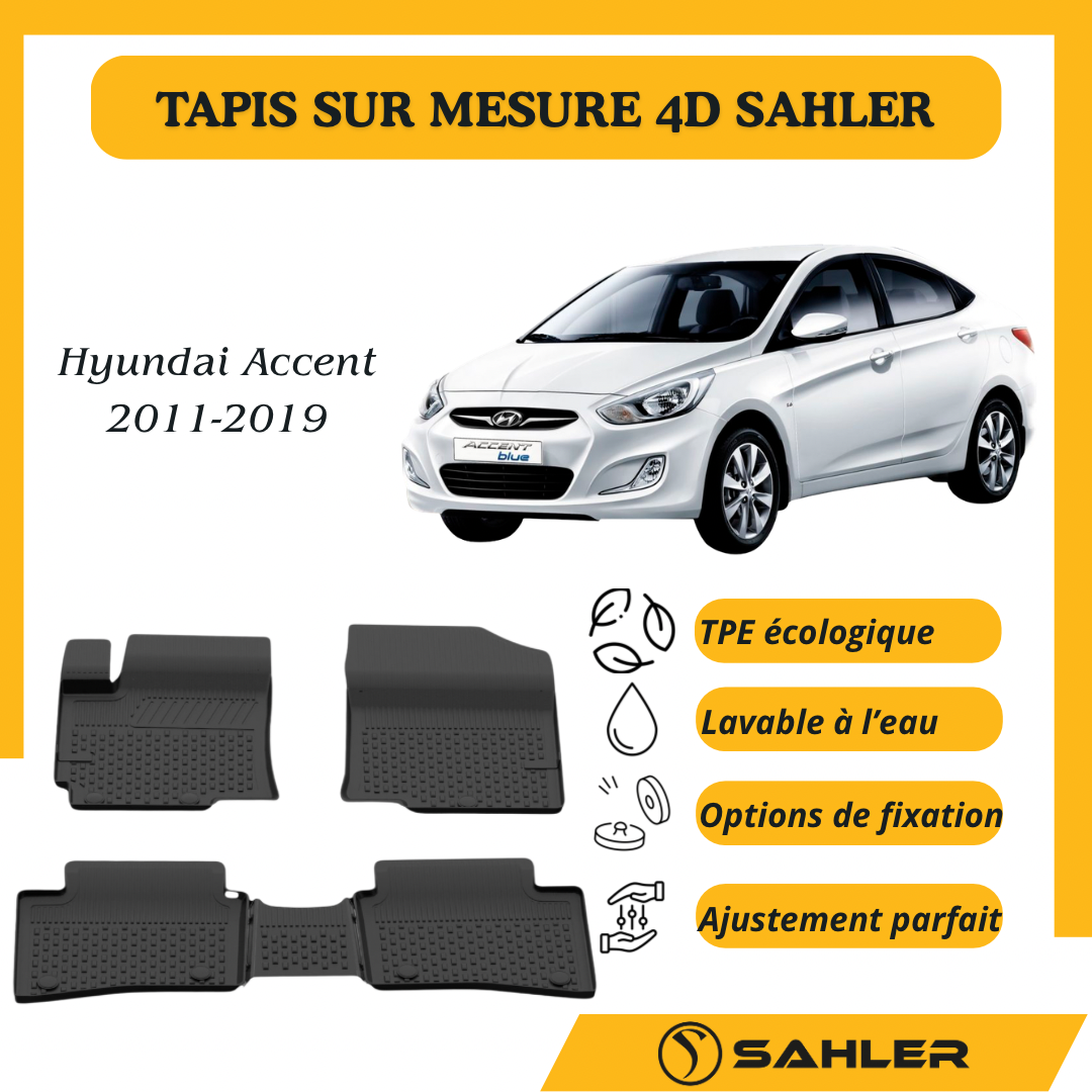 Tapis sur mesure 4D Hyundai Accent 2011-2019