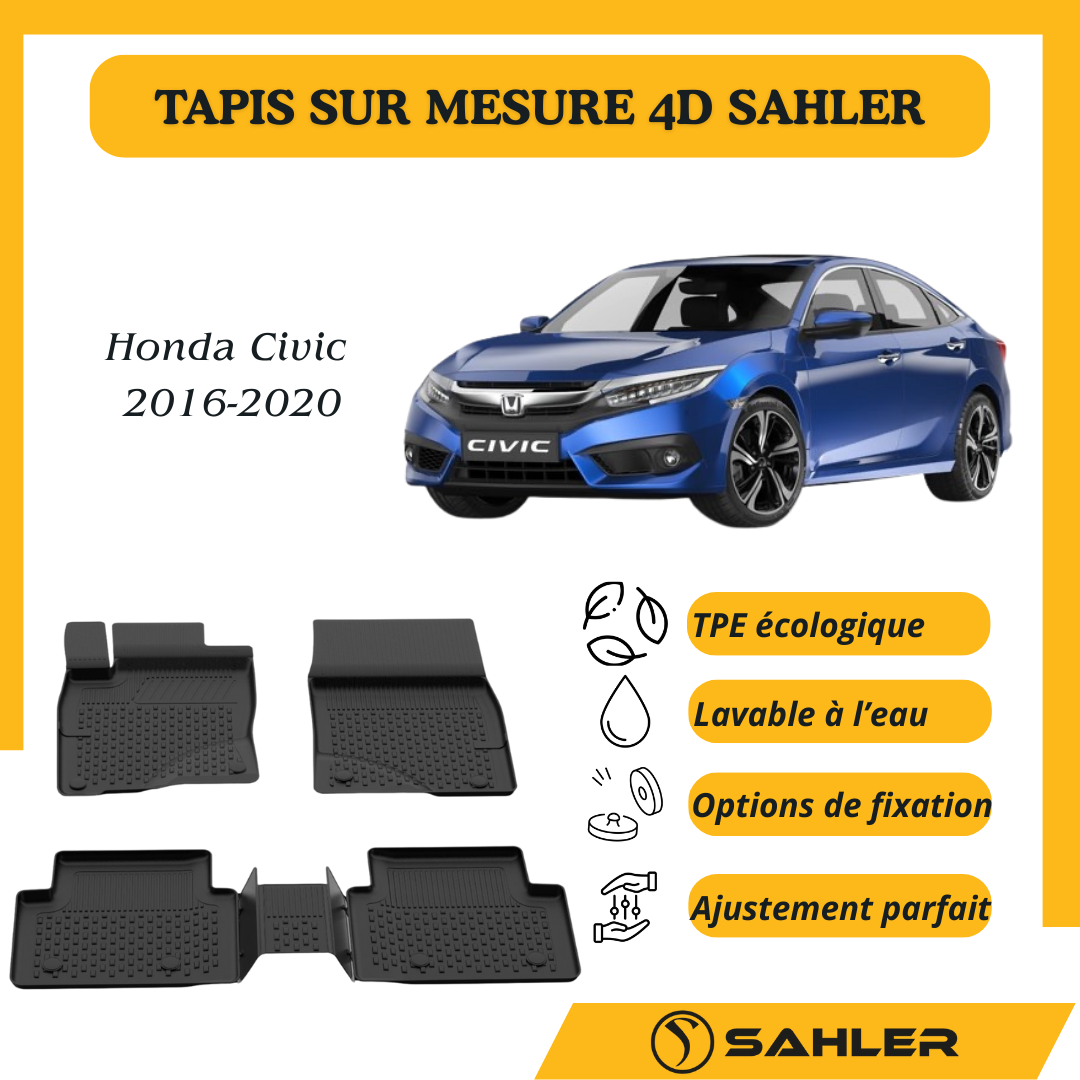 Tapis sur mesure 4D Honda Civic 2016-2020