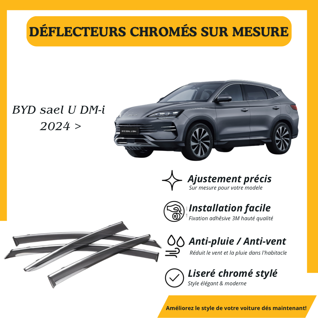 Déflecteur d’air noir et chromé BYD song plus sael U DM-i 2024 >
