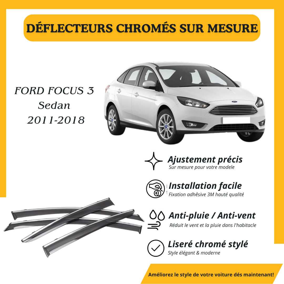 Déflecteur d’air noir et chromé Ford Focus 3 sedan 2011-2018