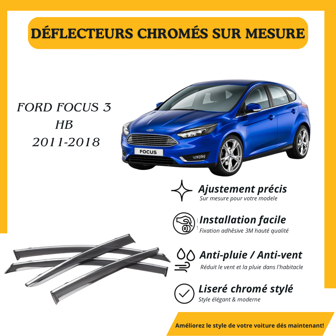 Déflecteur d’air noir et chromé Ford Focus 3 HB 2011-2018