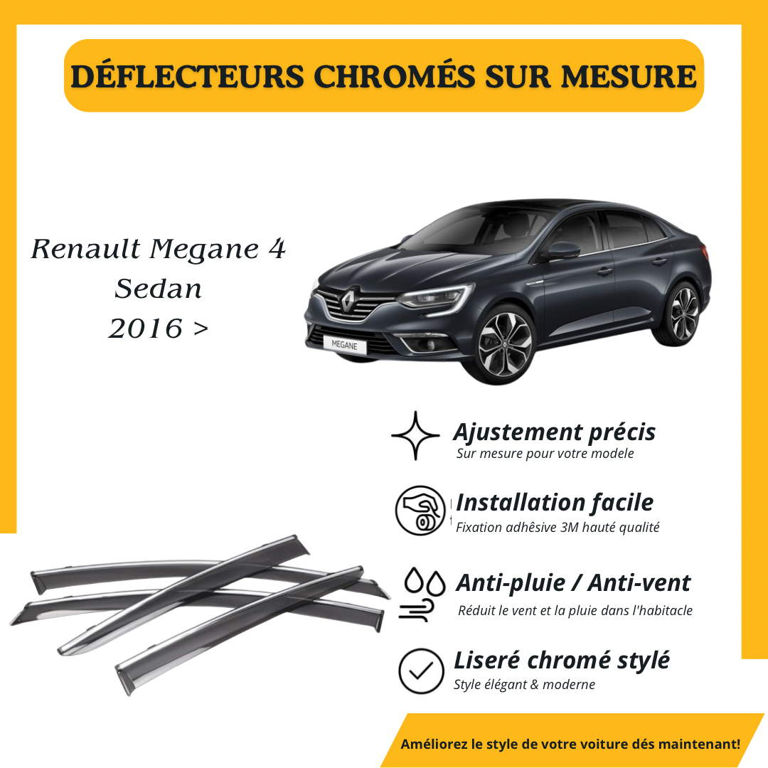 Déflecteur d’air noir et chromé Renault Megane 4 Sedan 2016 >