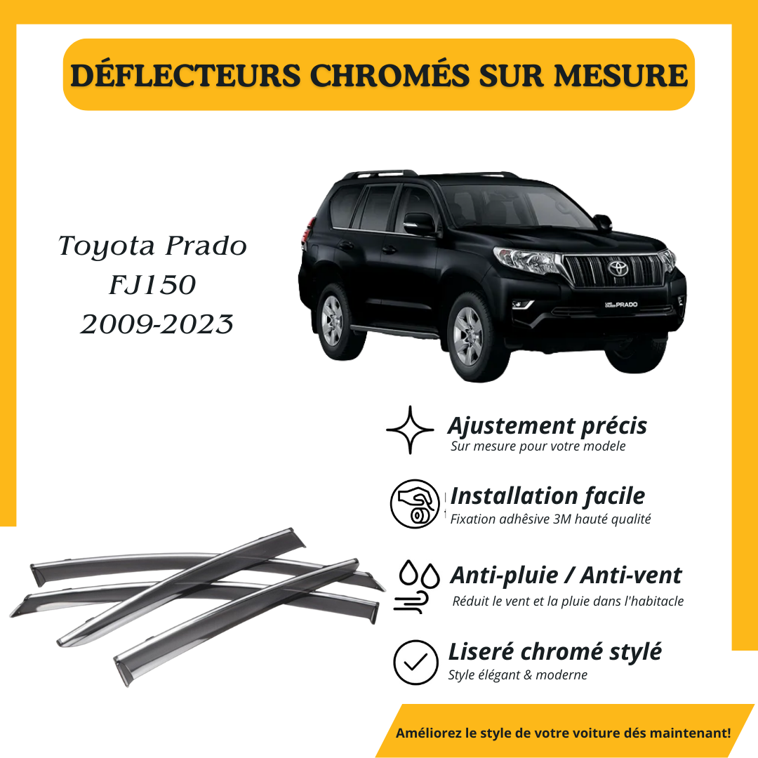 Déflecteur d’air noir et chromé Toyota Prado FJ150 2009-2023