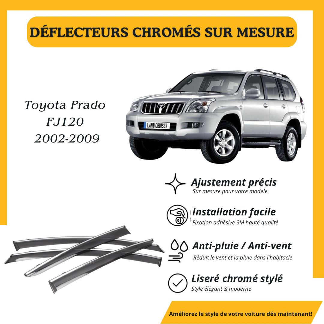 Déflecteur d’air noir et chromé Toyota Prado FJ120 2002-2009