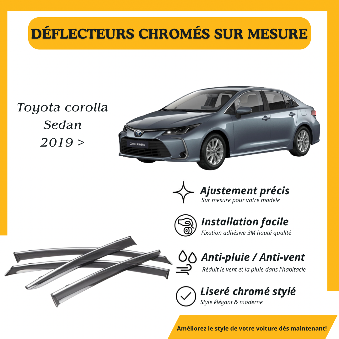 Déflecteur d’air noir et chromé Toyota Corolla Sedan 2019 >