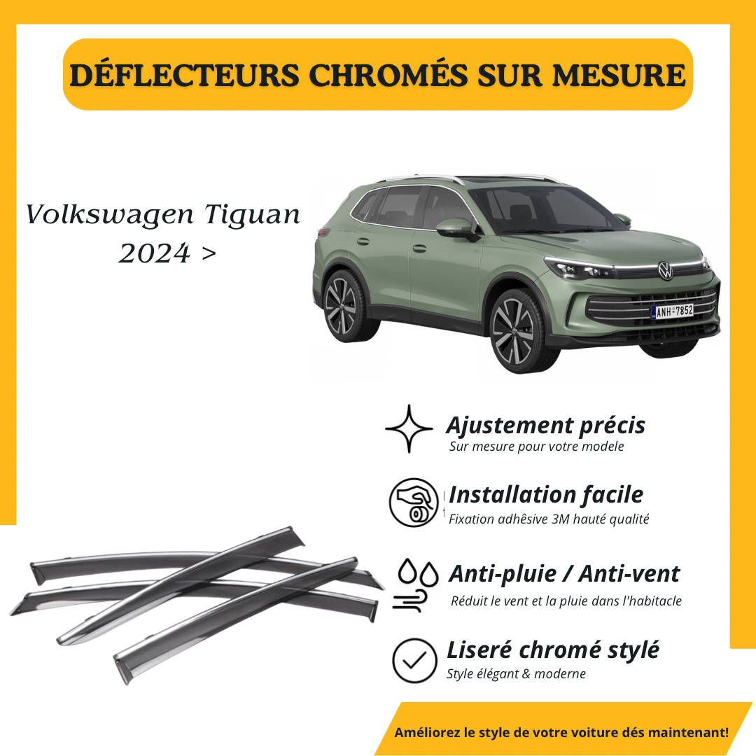 Déflecteur d’air noir et chromé Volkswagen Tiguan 2024 >
