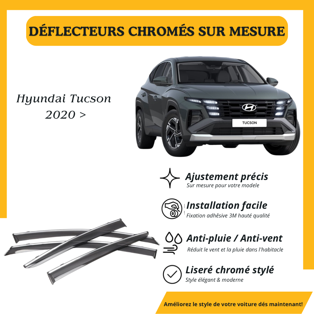 Déflecteur d’air noir et chromé Hyundai Tucson 2020 >