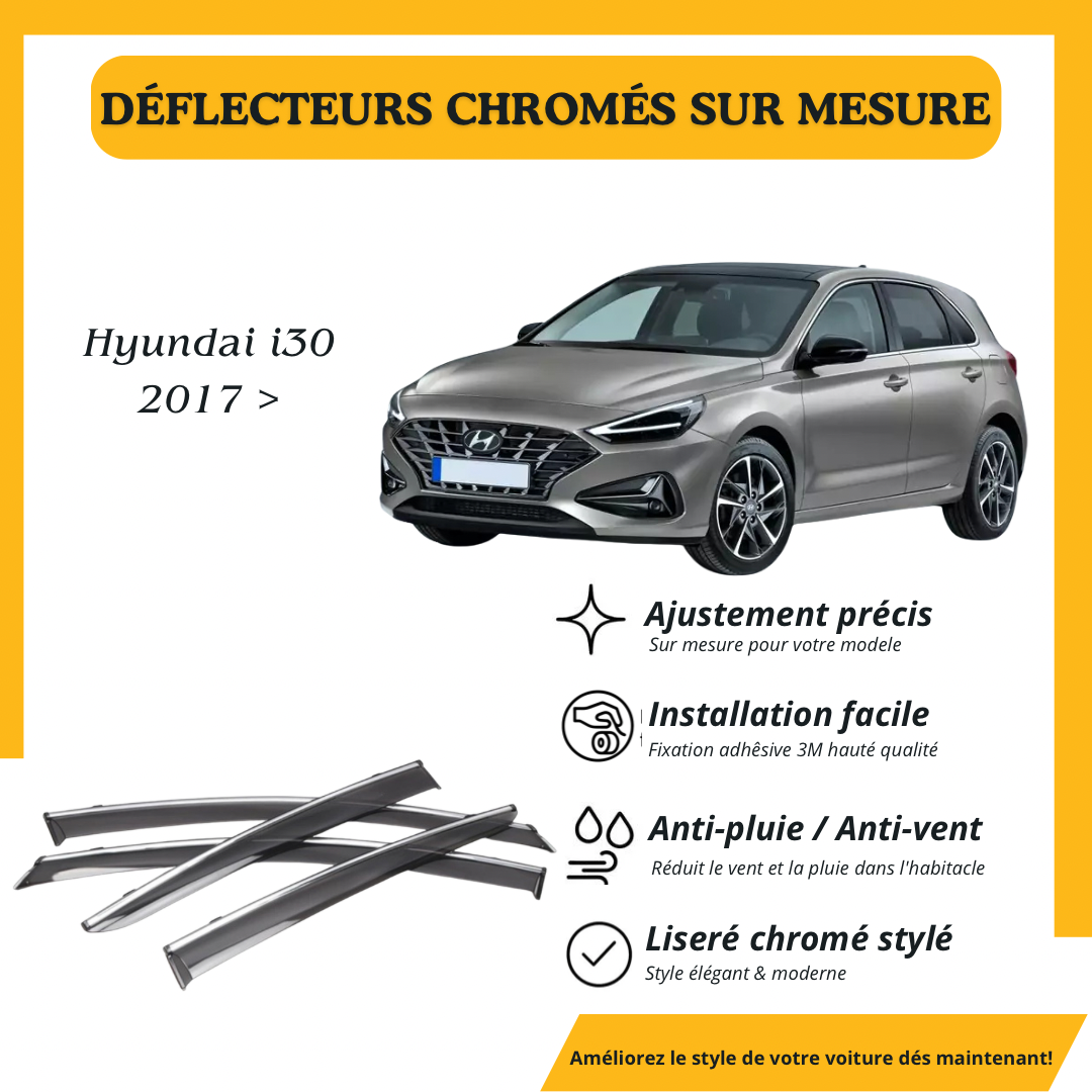 Déflecteur d’air noir et chromé Hyundai I30 2017 >