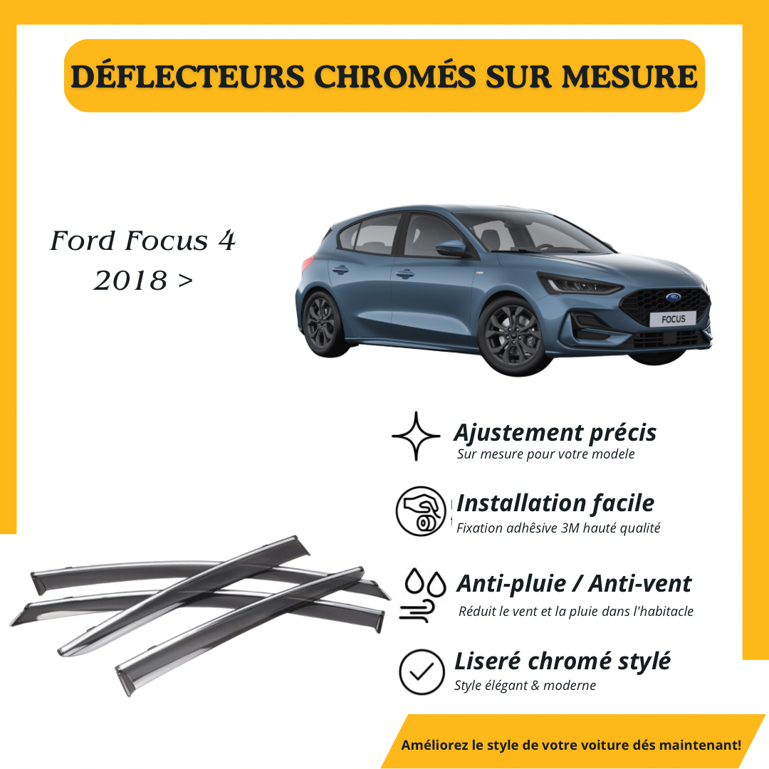 Déflecteur d’air noir et chromé Ford Focus 4 HB 2018 >