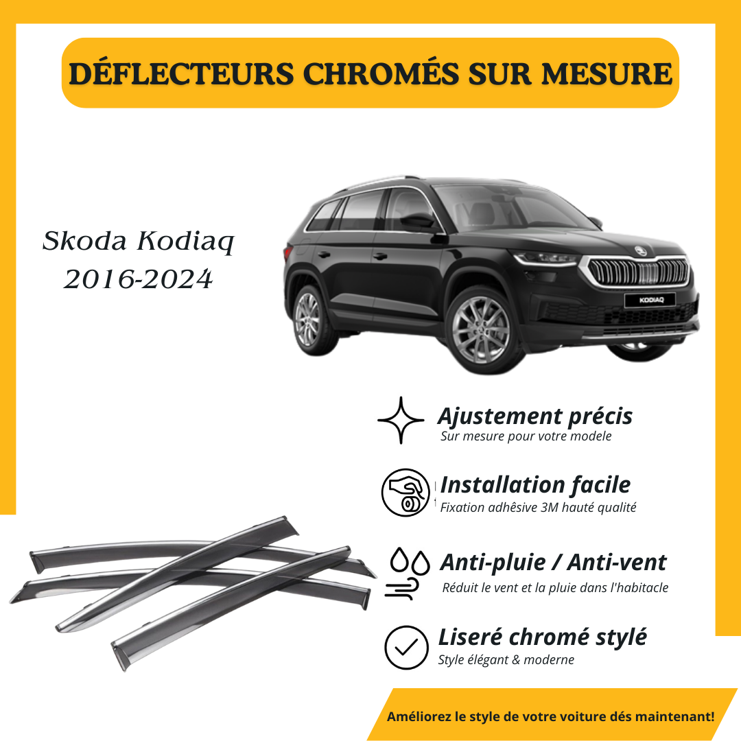Déflecteur d’air noir et chromé Skoda Kodiaq 2016 -2024