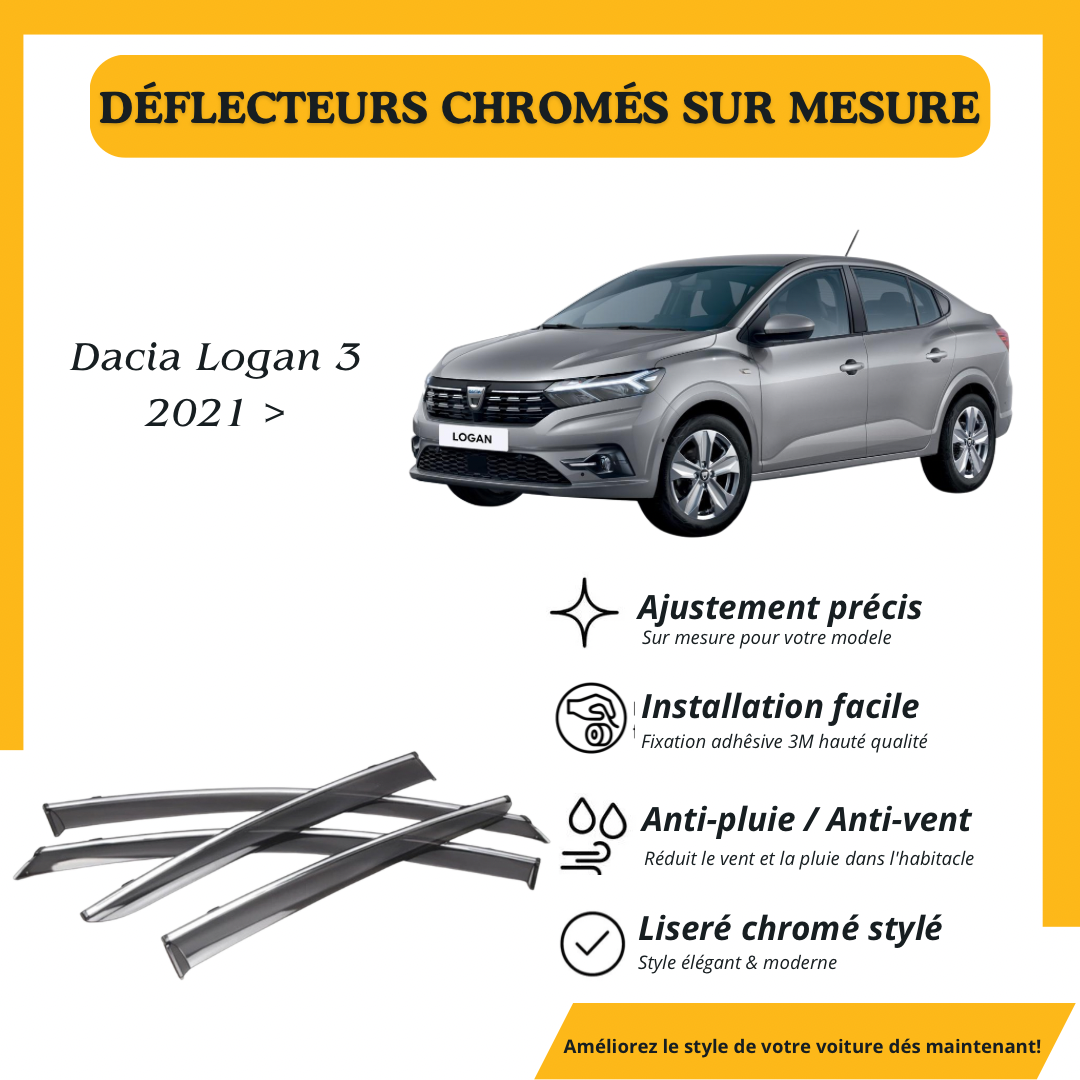 Déflecteur d’air noir et chromé Dacia Logan 2021 >