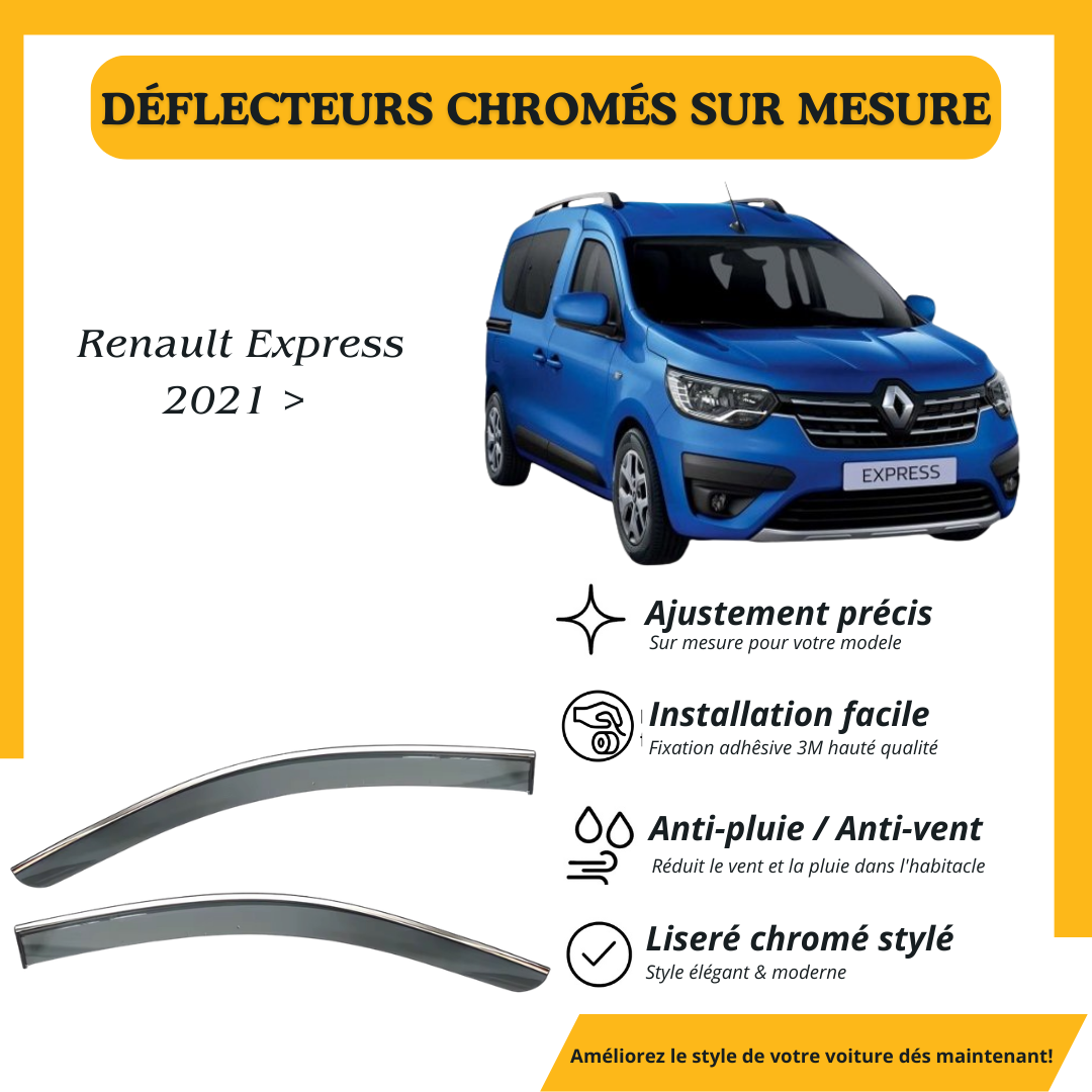 Déflecteur d’air noir et chromé Renault Express 2021 >