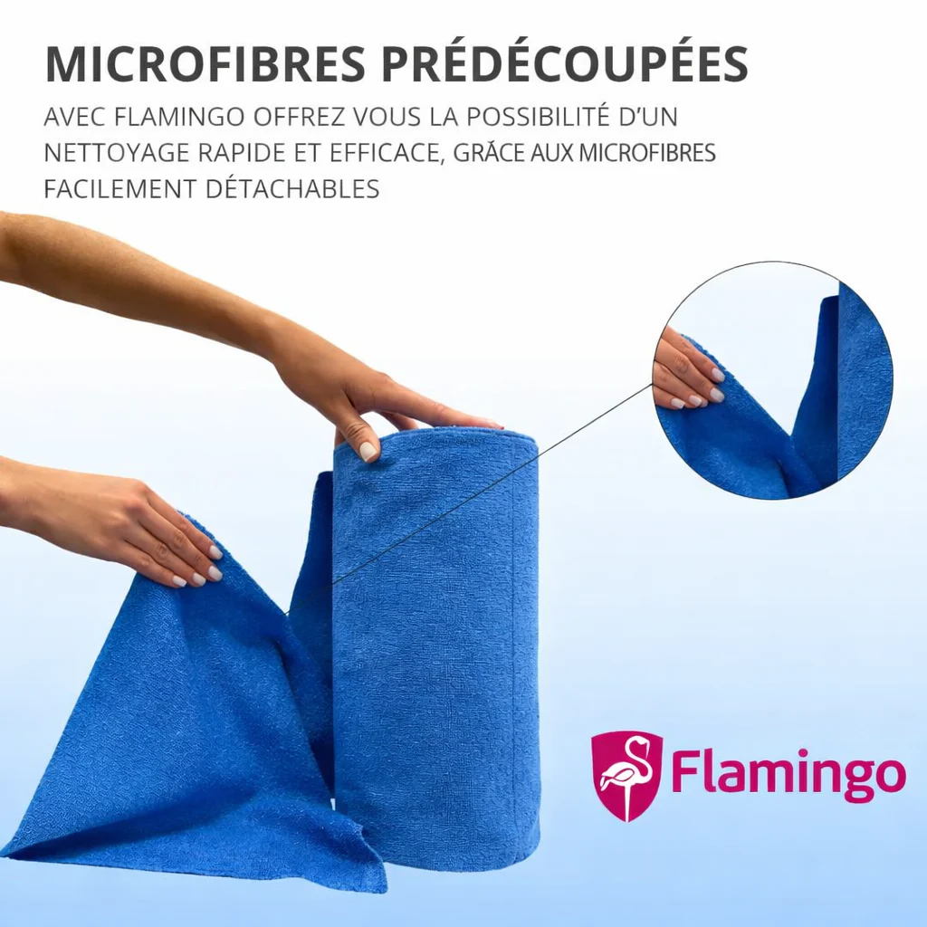 Rouleau Microfibre Bleu Flamingo 30×30 cm – 20 Pièces Ultra Absorbantes