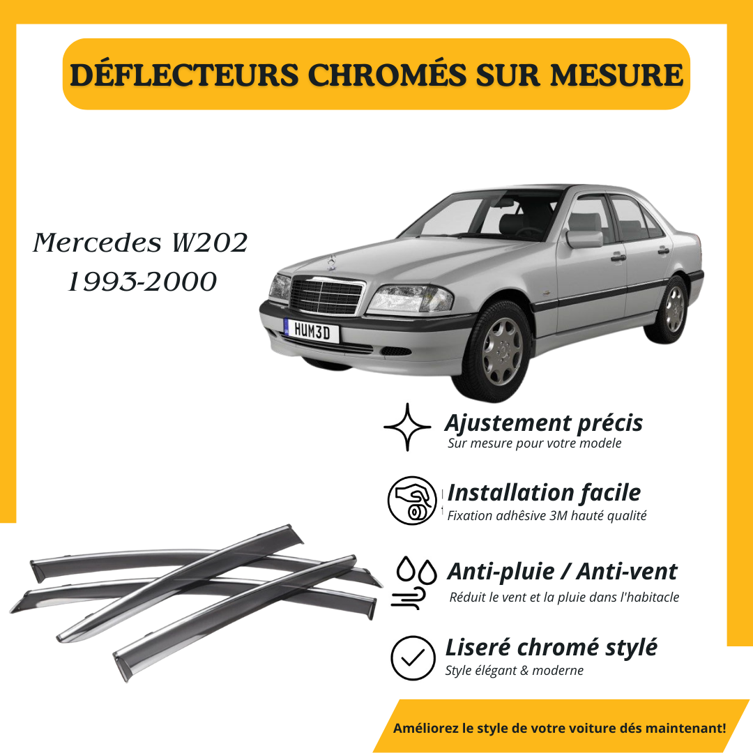 Déflecteur d’air noir et chromé Mercedes W202 1993-2000