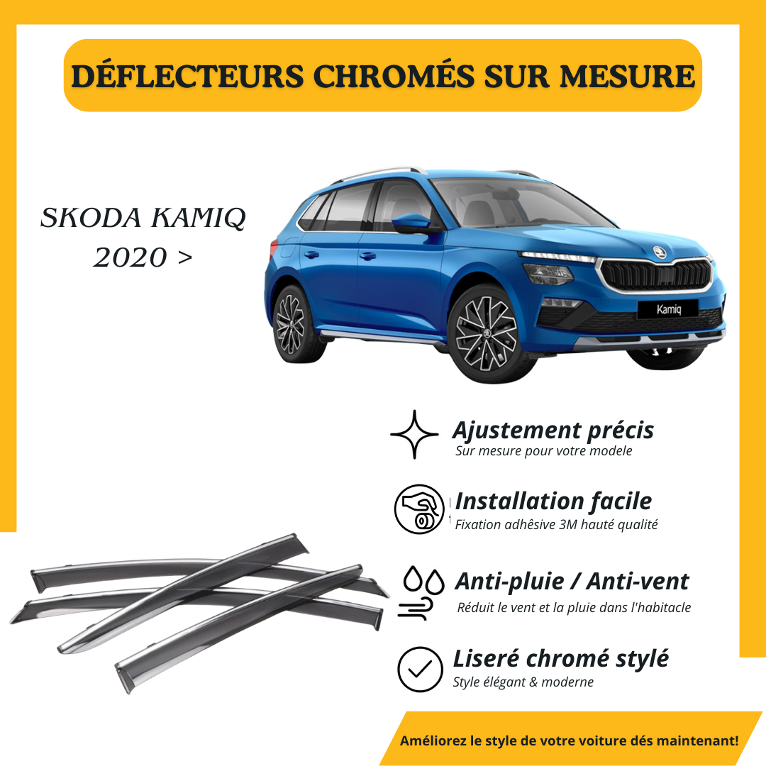 Déflecteur d’air noir et chromé Skoda Kamiq 2020 >