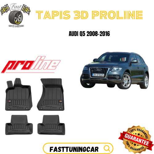 Kit Tapis De Sol Et Coffre Pour Audi Q5 (2008-2017) - TPE Noir 3D - Protection Haute Bordure - Imperméable - 12