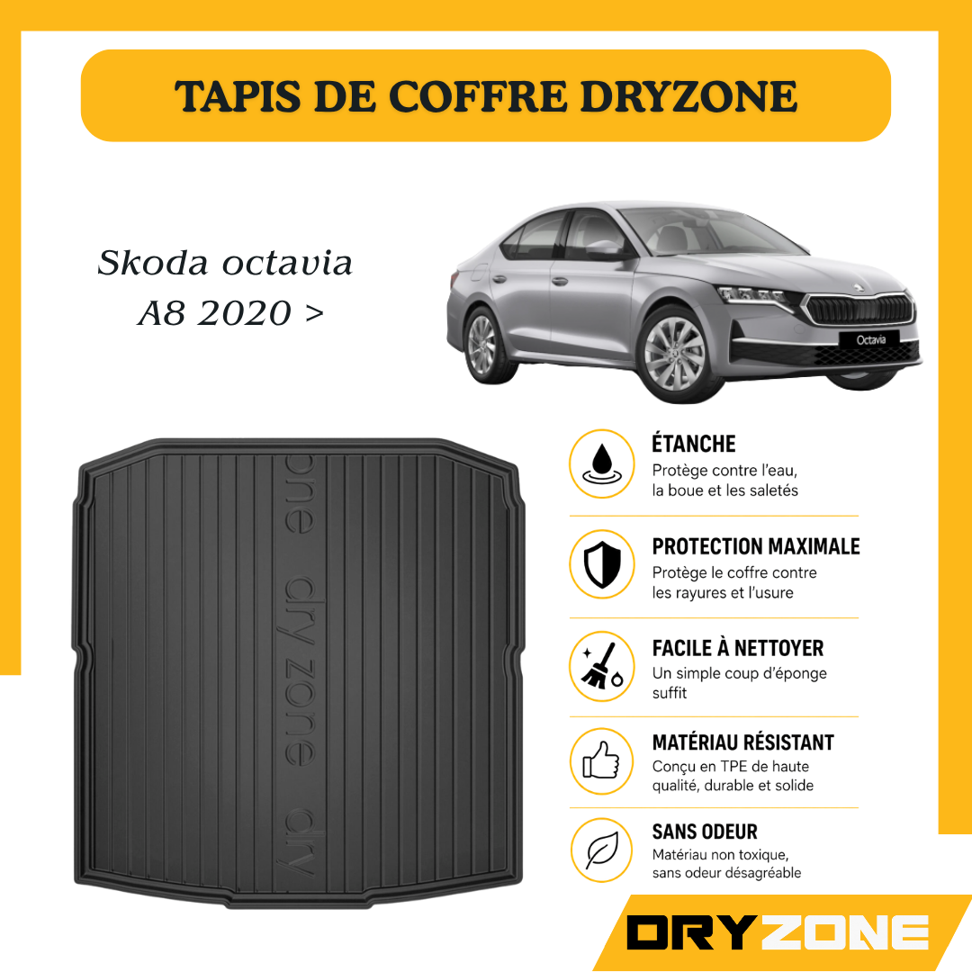 Tapis de Coffre Dryzone sur Mesure – Skoda octavia 2020 >